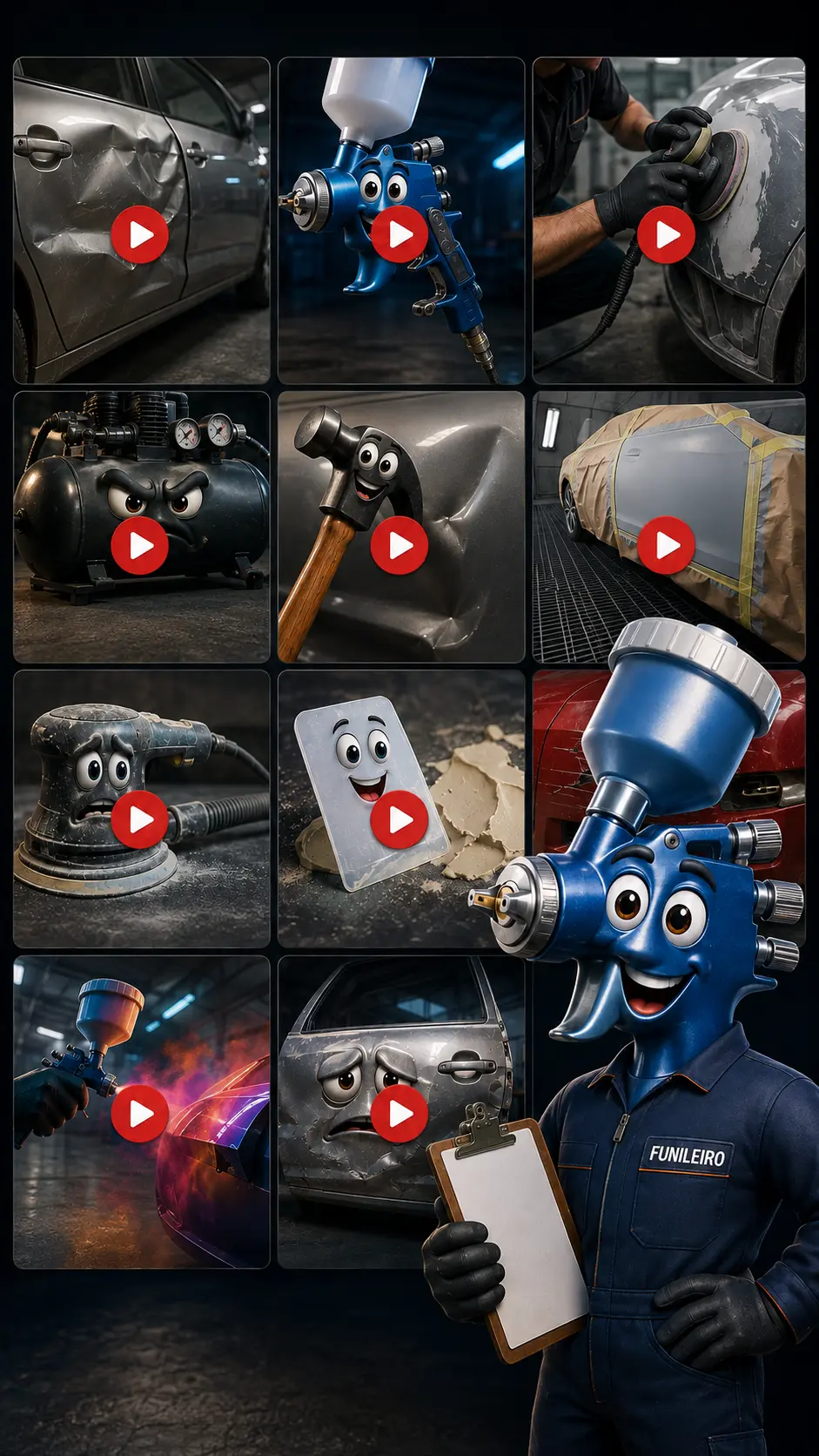 Kit de mídias para Funilaria e Pintura Automotiva